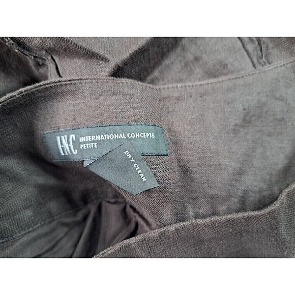 INC Black Professional Business Flare Skirt Brown 100% Linen Size 6P - Picture 6 of 6